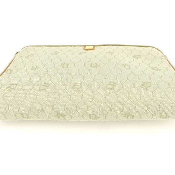Authentic Dior clutch bag Logo Beige Brown Gold Women Men - Picture 3 of 8